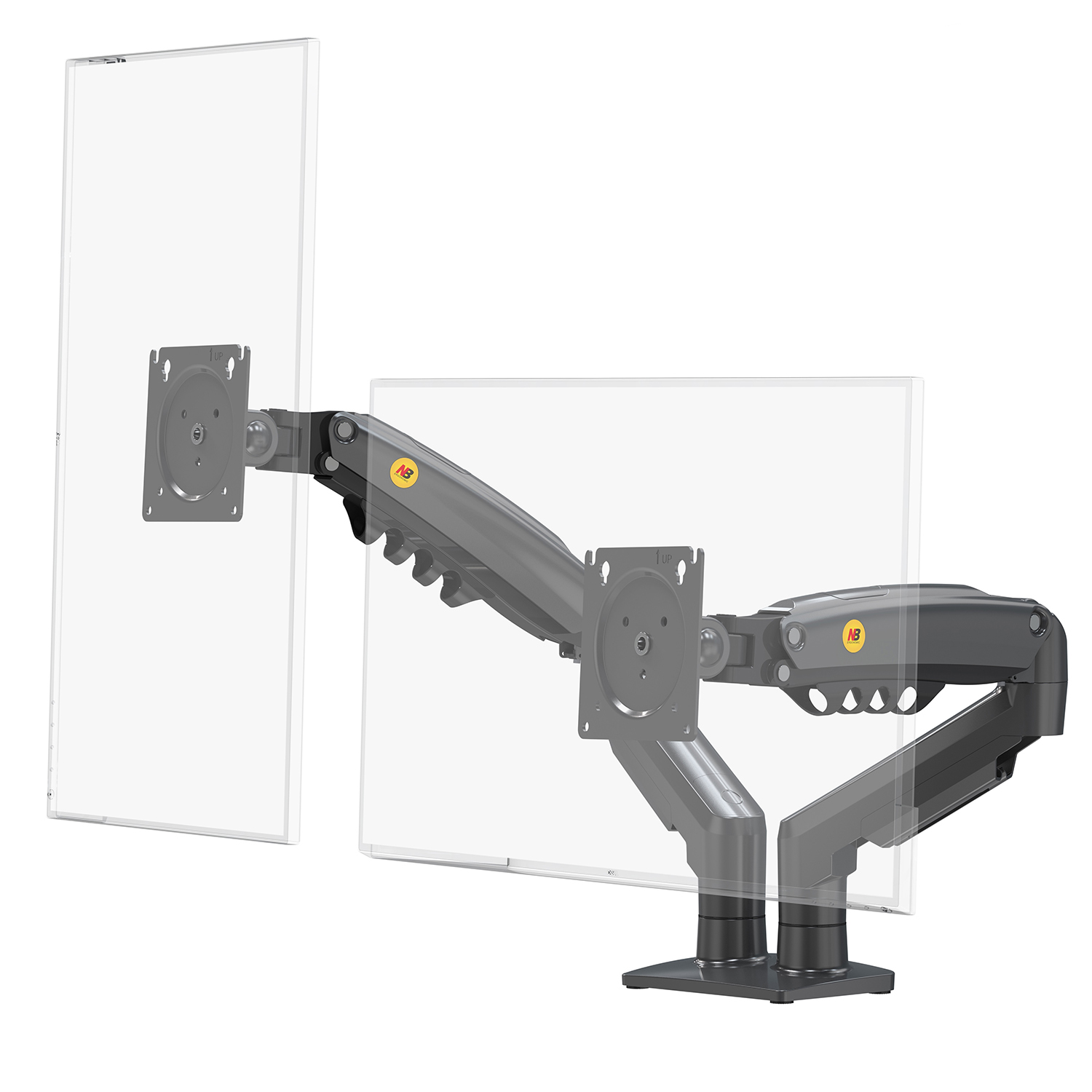 NB Ergonomic NB F160 OUTLET 17-27 Cift Kol 2-9 kg Amortisorlu Monitor Standi Gri